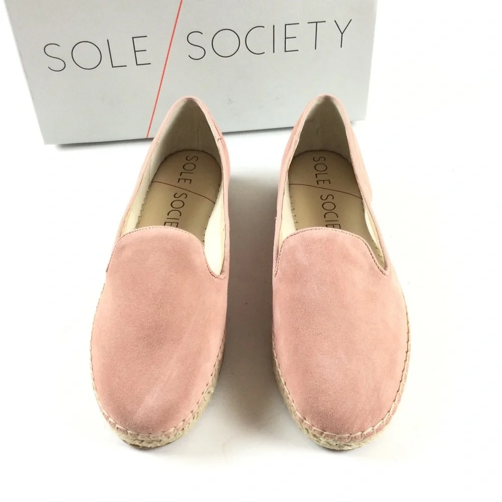 SOLE SOCIETY New Sammah Suede Espadrille Slip-On Loafer Pink Sz 8.5